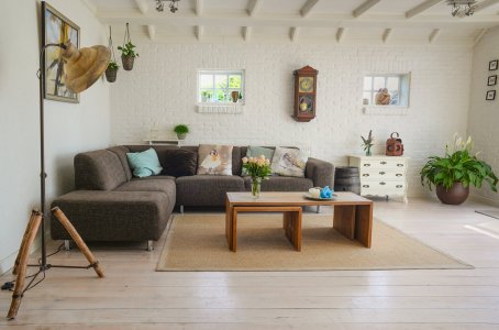 Modern grey couch and pillows